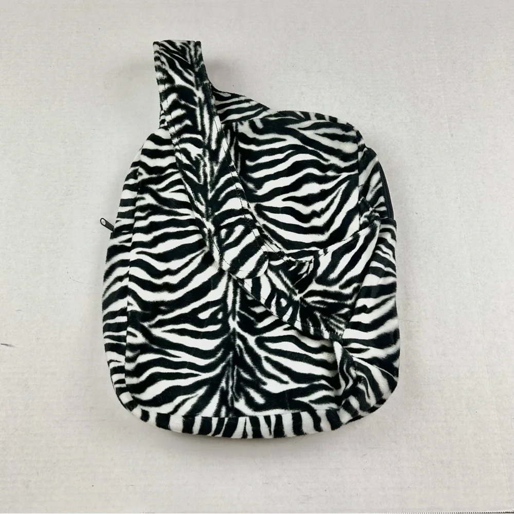 Queen Bee Zebra Print One Shoulder Sling Backpack
